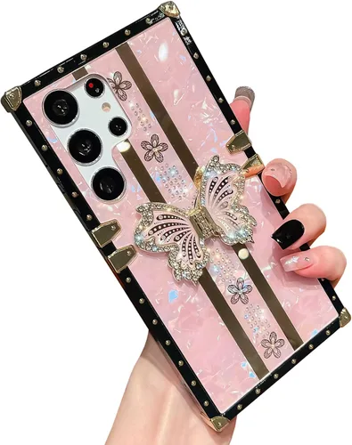 Vista 56 de Funda Rectangular de Lujo Femenina Compatible con iPhone 16 Pro Max Diseñada con Soporte de Anillo de Diamante con Función de Atril