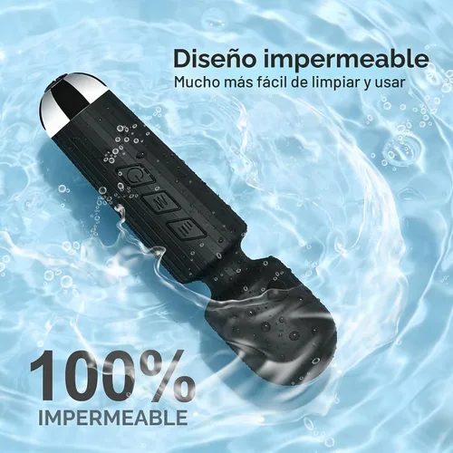 Vista 5 de Mini masajeador personal inalámbrico de mano con vibración, 20 patrones y 8 velocidades, silicona suave, impermeable, recargable por USB y Negro