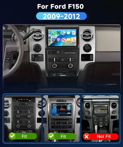 Vista 2 de Radio estéreo de coche 4G+64G para Ford F150 2009-2012 con 5GWiFi/Android 15/Wireless Carplay Android Auto, pantalla táctil Incell de 9 pulgadas