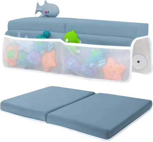 Vista 13 de Cómodo juego de rodilleras y coderas de baño para bebé, almohadilla gruesa de espuma viscoelástica con soporte para el codo, cojín de bañera