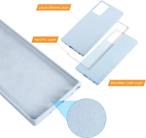 Vista 5 de Diseñada para Galaxy Note 20, funda de goma de gel de silicona líquida a prueba de golpes, cojín de forro de tela de microfibra suave compatible