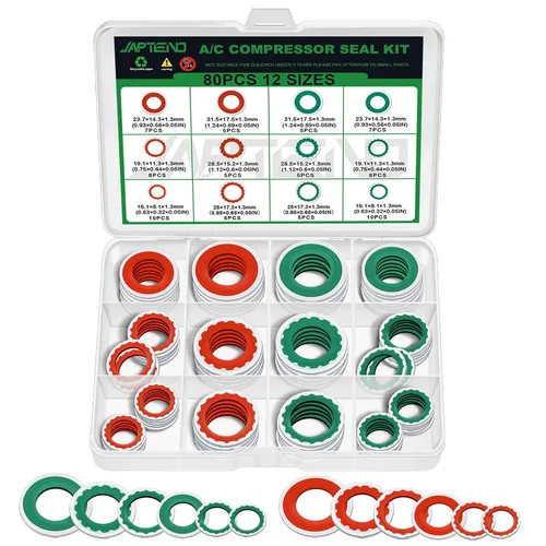 Vista 9 de Kit surtido de 110 piezas de arandelas de sello de compresor de sistema de aire acondicionado, 12 tamaños automotrices para compresor de A/C, kit