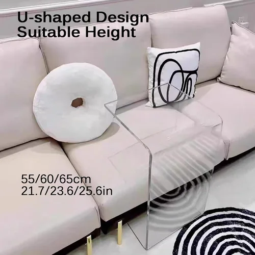 Vista 5 de Mesas auxiliares para dormitorio, mesa auxiliar en forma de C para sala de estar, mesa auxiliar acrílica multiusos, para sala de estar, dormitorio