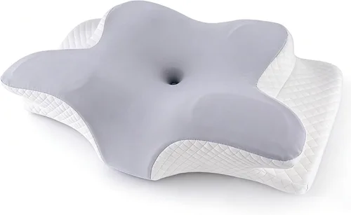 Vista 11 de Almohada cervical de espuma viscoelástica – Almohada ortopédica ajustable de contorno para soporte de cuello y hombros, inodora, apta para dormir