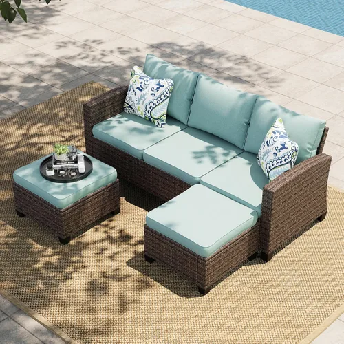 Vista 108 de HERA'S HOUSE - Juego de muebles para patio con mesa para fogata, muebles de mimbre para exteriores, sofá de conversación con asientos profundos