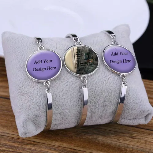Vista 2 de NA" Cabourg France Promenade Marcel Proust - Pulsera de cristal para mujer, pulsera ajustable de metal plateado, recuerdos de viaje, regalos