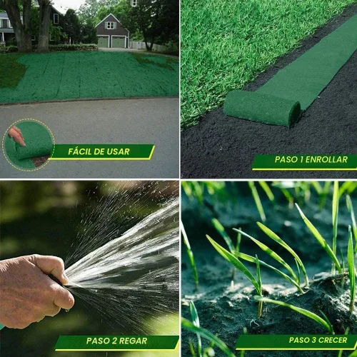 Vista 4 de Rollo de tapete de semillas de césped, tapete de semillas de césped biodegradable, manta de germinación de semillas de césped para plantas de patio