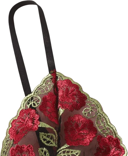 Vista 3 de SweatyRocks Conjunto de lencería de malla con bordado floral para mujer