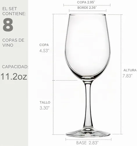 Vista 2 de C CREST - Copas de vino tinto elegantes, 11.2 onzas, juego de 8