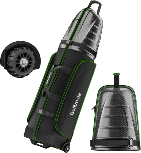 Vista 11 de Golf Travel Bags for Airlines with Carbon Fiber Hard Top Fibra de carbono negra con tuberías azules