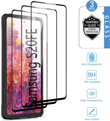 Vista 2 de Funda para Galaxy S20 FE 4G 5G con 3 protectores de pantalla de vidrio templado, anillo magnético integrado de grado militar con función atril