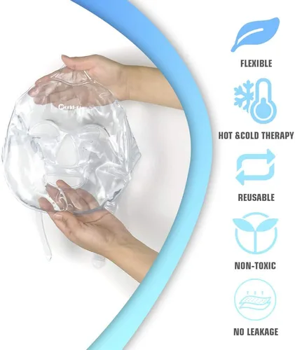 Vista 4 de Paquete de hielo facial/máscara de hielo para alivio facial y ATM, paquete de gel frío caliente reutilizable para recuperación poscirugía, ojos