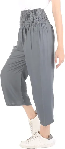 Vista 8 de Culottes para mujer, pantalones gaucho de pierna ancha, capris para mujer, cintura alta, palazzo, para yoga, la playa o todo el verano