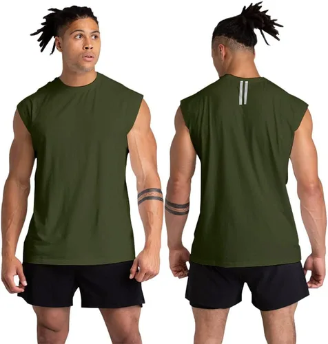 Vista 2 de Holure Paquete de 3 camisetas sin mangas de gimnasio para hombre, camisetas sin mangas para entrenamiento muscular, camisetas deportivas