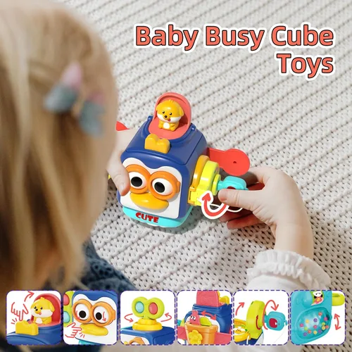 Vista 5 de 4 en 1 Juguetes para bebés de 6 a 12 meses, sensorial e infantil de apilado para 1 año, juguetes de cubo ocupado de dinosaurio para bebés de 6 a 9 a