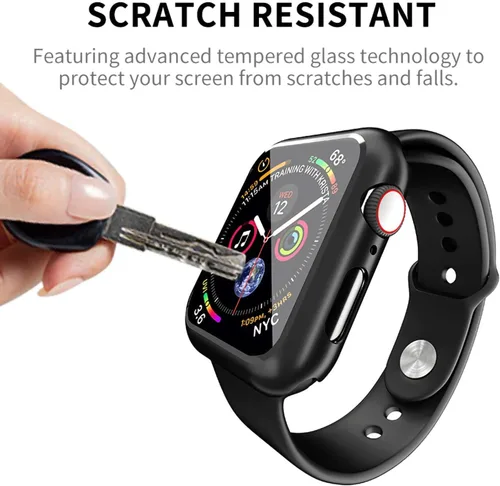 Vista 4 de Smiling - Funda compatible con Apple Watch Series 3 y Series 2 de 1.496 pulgadas con protector de pantalla de vidrio templado integrado - Funda