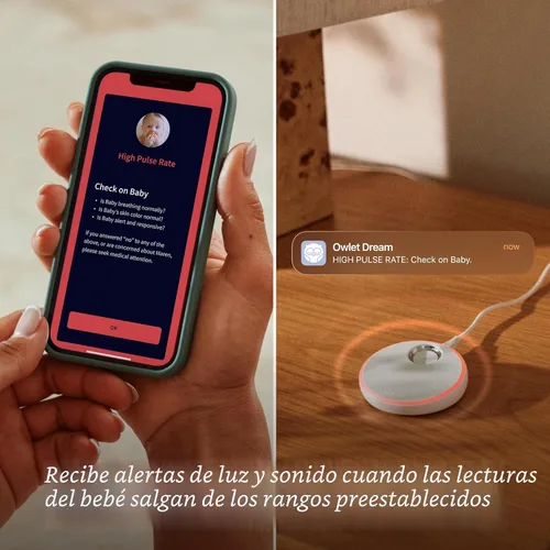 Vista 4 de Owlet Dream Sock - Monitor inteligente para bebés, monitor de SpO2 para bebés rastrea la frecuencia cardíaca y el oxígeno. Los padres reciben