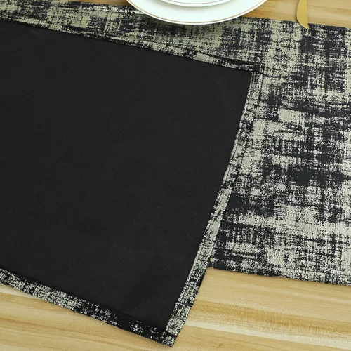 Vista 6 de Caminos de mesa negros y dorados para decoración de Navidad, 72 pulgadas de largo