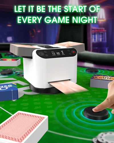 Vista 7 de Card Shuffler 4 Deck Juego automático con bolsa y póker, modos duales Blanco y negro