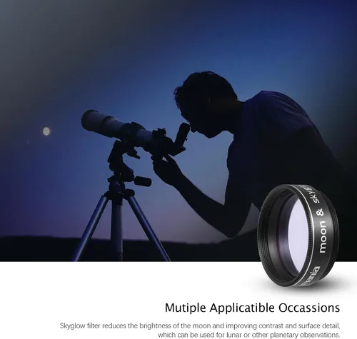 Vista 7 de Astromania Filtro de luna para telescopio de 1.25 pulgadas, filtro Moon Skyglow reduce el deslumbramiento de la luna y mejora el detalle del cráter