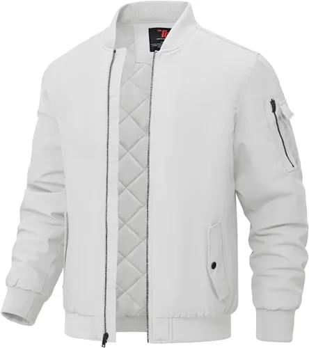 Vista 15 de BGOWATU - Chaqueta para hombre, impermeable, acolchada, tipo bomber, casual, para otoño e invierno, cálida y acolchada