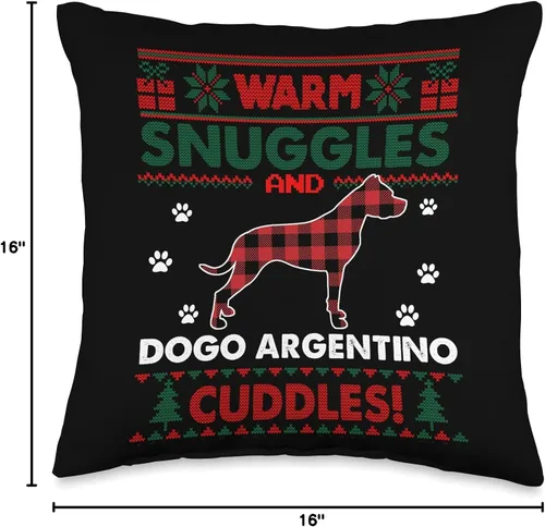 Vista 4 de Dogo Argentino Dog Owners Matching Family Pajama Dogo Argentino Lovers Gifts - Cojín feo de Navidad, 16 x 16 pulgadas, multicolor