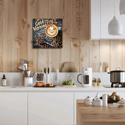 Vista 5 de XLMDYYSW Arte de pared de café, vintage, café marrón y negro, impresiones en lienzo de cocina, granos de café y pintura de café para comedor, bar