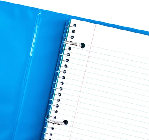 Vista 2 de Yoobi Carpeta azul de 3 anillas, carpeta de 1 pulgada con anillos redondos en D y 2 bolsillos, organizador duradero, sin PVC con capacidad de 275