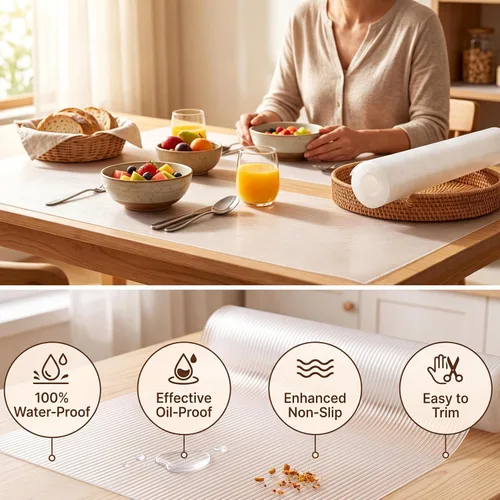 Vista 2 de Shelf Drawer Liner for Kitchen Cabinet Non Adhesive 11 Inch Wide X 20 Ft Clear