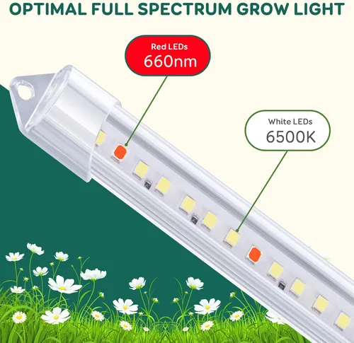 Vista 4 de Tiras de luz de cultivo de 2 barras para plantas de interior, luces de plantas de espectro completo de 16 pulgadas, luces de crecimiento similares