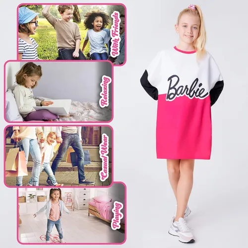 Vista 4 de Barbie - Sudadera con capucha de gran tamaño, vestido tipo suéter para niñas