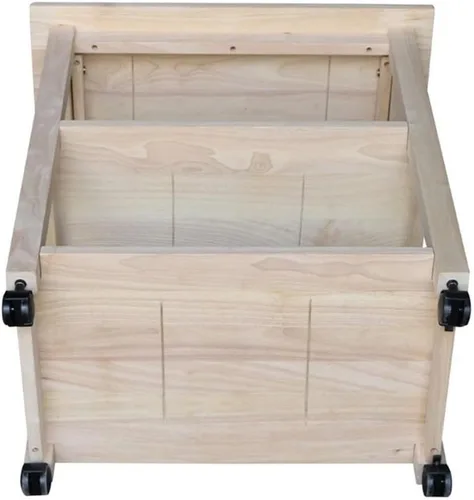 Vista 4 de IC International Concepts, Carrito para microondas, la capacidad de peso total es de 50 libras de madera maciza real, madera de parawood resistente