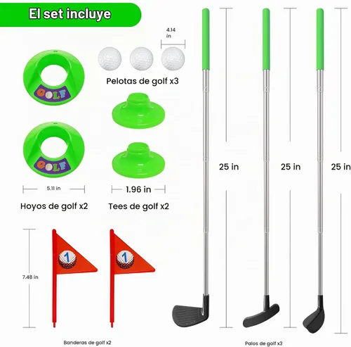 Vista 7 de Juego de palos de golf para niños pequeños, juguetes retráctiles