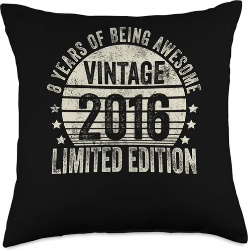 Vista 4 de Retro 8th Birthday Gifts Girls Boys Throw Pillow