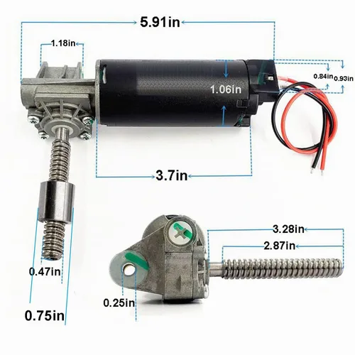 Vista 5 de Motor de gusano del motor del asiento del poder de 12V DC, configuración de la mano derecha de la impulsión del gusano