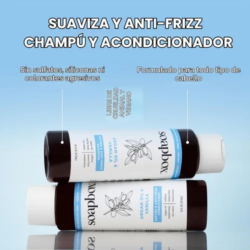Vista 4 de Jabonera Acondicionador de aceite de argán y vainilla para cabello encrespado, 33.8 oz Helps Control Frizz - Moisturizes Hair - Daily Vegan