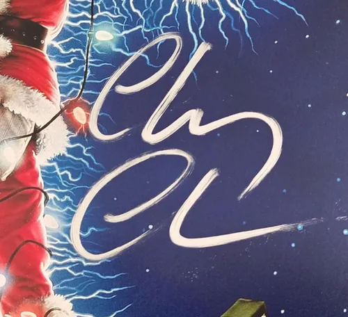 Vista 2 de Chevy Chase - Póster de película de vacaciones de Navidad autografiado de 11 x 17 pulgadas, firmado a mano en bolígrafo plateado, auténtico