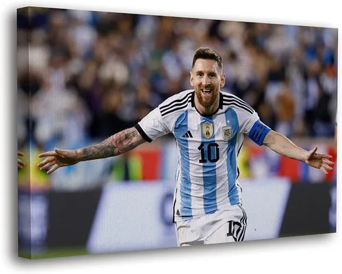 Vista 23 de SpiritualHands Lionel Messi - Póster en lienzo de Messi Argentina, póster de fútbol de Leo Messi para dormitorio de niños, 8 x 12 pulgadas, listo