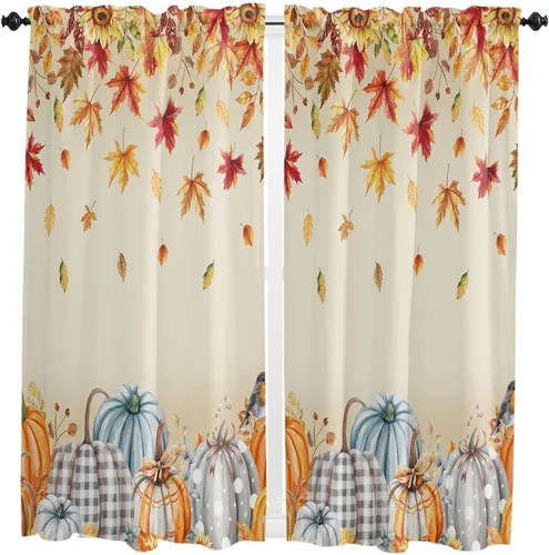 Vista 72 de Cenefas de Navidad de invierno para ventanas, cortinas de cocina con bolsillo para barra, cortinas con aislamiento térmico para ventana de baño