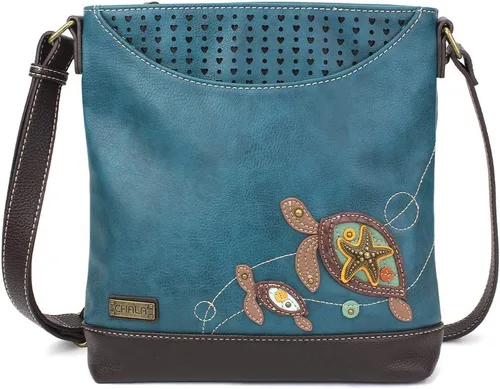 Vista 21 de CHALA Sweet Messenger - Bolso de hombro de tamaño medio con correa ajustable Ajolote - Turquesa