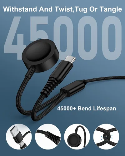 Vista 2 de Cable de carga rápida para teléfono y reloj Samsung Galaxy Watch Ultra