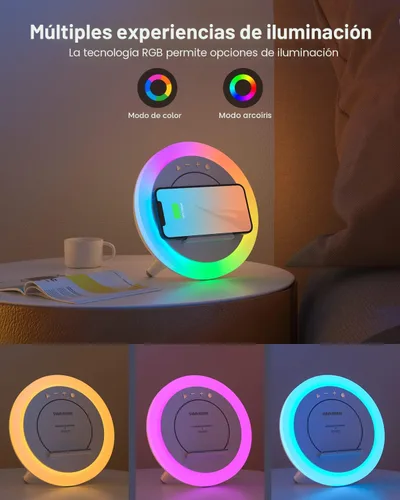 Vista 4 de Swarmir Altavoz Bluetooth con luces, altavoz de carga inalámbrica, las mejores ideas de regalo de cumpleaños para adolescentes, aplicable