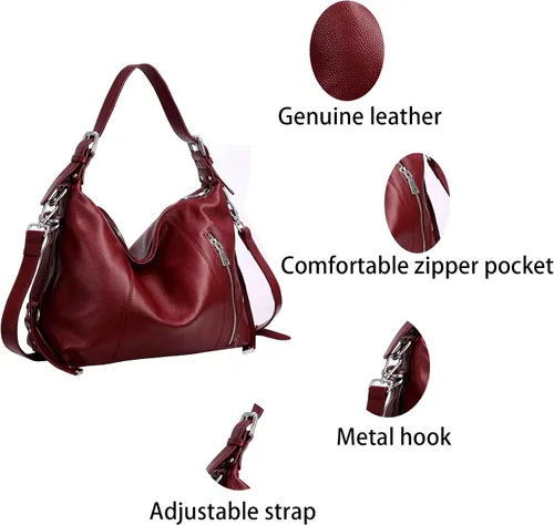 Vista 5 de Heshe - Bolso de cuero vintage para mujer, bolsos de diseño, con manija