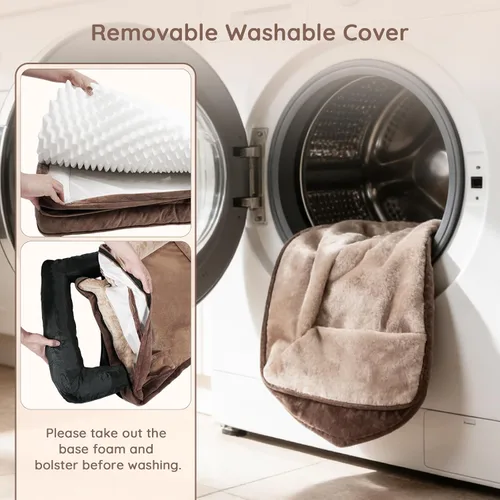 Vista 7 de BELLA & PAL Sofá cama ortopédico para perros medianos/medianos, no necesita montaje, sofá de espuma a prueba de masticaciones con forro impermeable