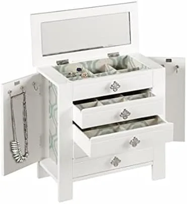 Vista 2 de Hives and Honey Emma Jewelry - Cofre de almacenamiento, color blanco