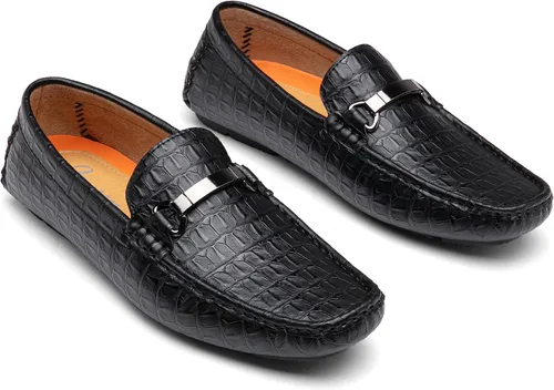 Vista 5 de Jousen Mocasines para hombre, estampado de cocodrilo, zapatos casuales para hombre