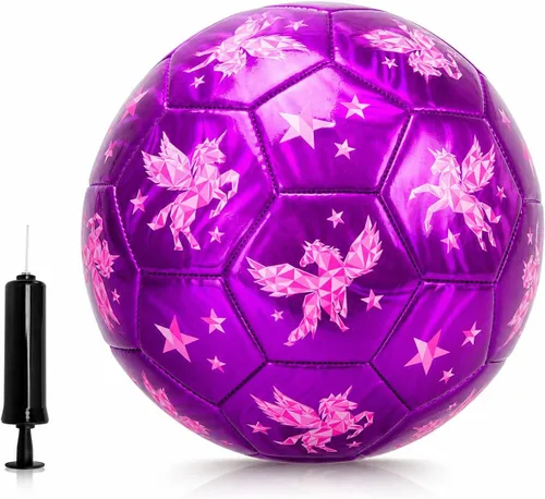 Vista 10 de U&C Planet Soccer Ball Size 2 Size 3 Size 4 for Toddler Kids with Pump Deflated, Cartoon Unicorn Dinosaur Classic Soccer Ball Gift Toy for Girls