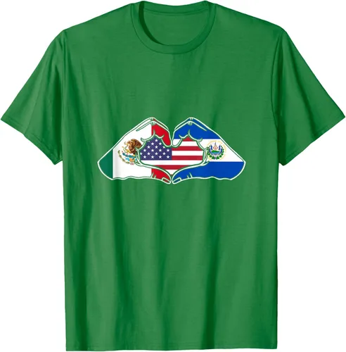 Vista 5 de Corazón manos México, El Salvador y Estados Unidos. Camiseta, Negro