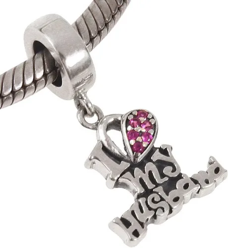 Vista 3 de Abalorio colgante de plata de ley 925 para regalo de Navidad, para pulseras (I Love My Husband)