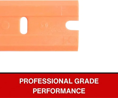 Vista 5 de American Line Cuchillas de plástico naranja de doble filo, paquete de 25, fabricadas con cuchillas de afeitar de plástico duraderas resistentes a